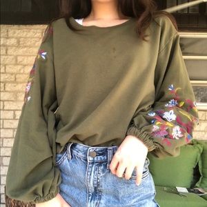Balloon sleeve oversized comfy sweatshirt
